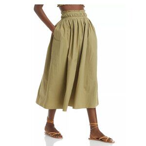 NEW $395 RHODE POOJA COTTON MIDI SKIRT IN HERBARIUM GRN SIZE XS